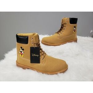 NEW Men's MICKEY MOUSE Lace Up‎ Combat Boots Ankle Tan Size 12 Disney Chukka